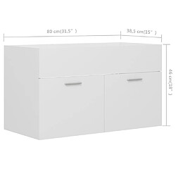 vidaXL Armoire d'évier Blanc 80x38,5x46 cm Bois d’ingénierie pas cher