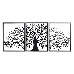 Décoration murale DKD Home Decor 3 Pièces Noir Arbre Métal (141 x 1,3 x 61 cm)