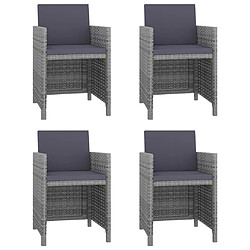 Maison Chic Salon de jardin encastrable 5 pcs et coussins - Ensemble table et chaises d'extérieur - Salon/Mobilier de jardin classique Rotin Gris -MN15560