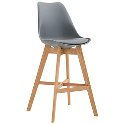 Decoshop26 Tabouret de bar style scandinave avec repose-pieds en bois assises en plastique et synthétique gris TDB10372