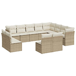 Maison Chic Salon de jardin avec coussins 12 pcs | Ensemble de Table et chaises | Mobilier d'Extérieur beige résine tressée -GKD68053