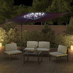 Avis Maison Chic Parasol Jardin | Parasol cantilever à LED Rouge Bordeaux 400x300 cm - GKD74650