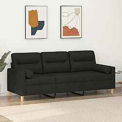 Maison Chic Canapé 3 places avec oreillers,Sofa de Salon,Canapé droit décoratifs noir 180 cm tissu -GKD341792