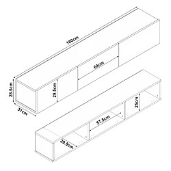 Avis Helloshop26 Meuble TV 180 x 31 x 29,5 cm blanc 03_0007875