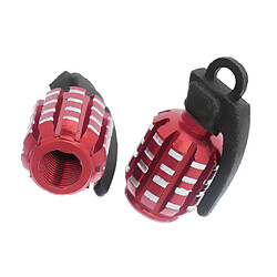 Avis 2pcs Grenades Bouchons Anti-poussière De Valve De Pneu Forme Du Pneu Pour Voiture Moto Vélo -Red