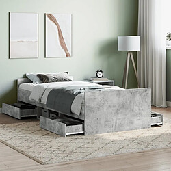 Maison Chic Lit adulte - Cadre de lit tête de lit et pied de lit,Structure du lit Contemporain pour chambre gris béton 100x200 cm -MN69120 