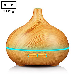 Wewoo Purificateur d'air Humidificateur de bouche pointu de machine de parfum de texture en bois 400ml avec la lumière colorée de LEDspécification de prise d'UE kaki