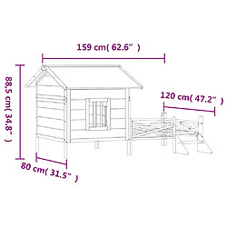 vidaXL Chenil marron 159x120x88,5 cm bois de pin solide pas cher