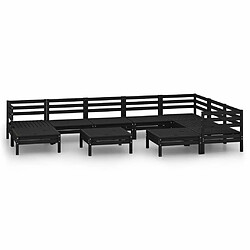 Maison Chic Salon de jardin 10 pcs - Table et chaises d'extérieur - Mobilier/Meubles de jardin Moderne Bois de pin massif Noir -MN11199