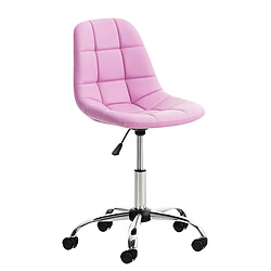 Decoshop26 Chaise de bureau tabouret sur roulettes hauteur réglable en PVC rose et métal chromé 10_0002491