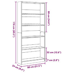 vidaXL Bibliothèque chêne marron 80x24x176 cm bois d'ingénierie pas cher