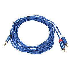 Câble Audio Bleu Tressé 1/8 '' Jack 3,5 Mm Mâle Vers 2 RCA Mâle 5 M