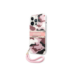 Guess Maroquinerie Guess Coque pour Apple iPhone 13 Pro Camo avec lanière nylon Rose