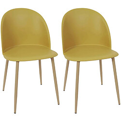 The Home Deco Factory Chaise avec assise en plastique Bergen (Lot de 2) jaune moutarde.