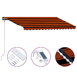 Maison Chic Store banne | Auvent rétractable de porte | Marquise Brise-soleil capteur de vent LED 400x300 cm Orange marron -GKD27369