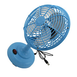 Mini Ventilateur de Bureau USB Bleu (Petit Refroidissement Portable à Rotation de Bureau)