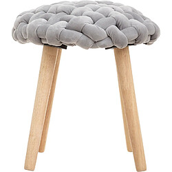 Atmosphera, Createur D'Interieur Tabouret design tricot scandinave Cosy - Diam. 43 cm - Gris