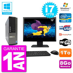 PC Dell 7020 SFF Ecran 19" Intel i7-4770 RAM 8Go Disque 1To Graveur DVD Wifi W7 - Occasion