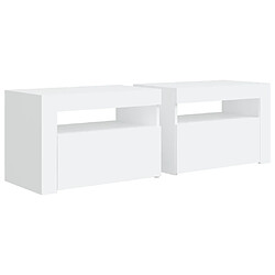 Avis Maison Chic Lot de 2 Tables de chevet,Table de nuit,Table d'appoint pour salon avec LED Blanc 60x35x40 cm -MN50435