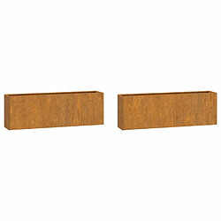 vidaXL Jardinières murales 2 pcs Rouillé Acier corten 53x10x17 cm