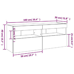 vidaXL Meuble TV mural avec lumières LED chêne sonoma 100x30x40 cm pas cher