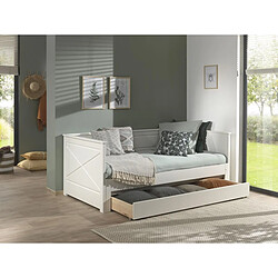 Acheter Mes Lit banquette extensible 90/180x200 cm avec tiroir blanc - PINO