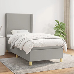 Maison Chic Lit Adulte - Lit simple Lit à sommier tapissier avec matelas moelleux - Meuble de Chambre - Gris clair 100x200cm Tissu -MN40979