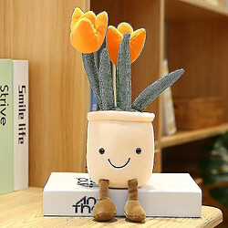 Universal Plantes de tulipes réticentes décor en peluche, poupée créative de fleurs en pot (orange)