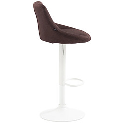 Acheter Decoshop26 Tabouret de bar chaise haute x 1 avec coutures décoratives assise en tissu marron pieds métal blanc 10_0005090