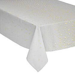 Feeric Lights And Christmas Nappe design étoiles de Noël - L. 240 x l. 140 cm - Blanc et or