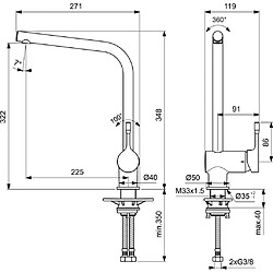 Ideal Standard - Mitigeur évier CERALOOK bec L orientable chromé - BC174AA