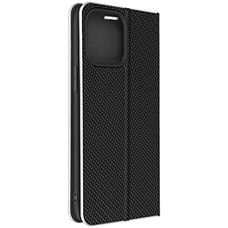 Avizar Étui pour iPhone 14 Pro Max Clapet Porte-carte Support Vidéo Design Carbone Noir