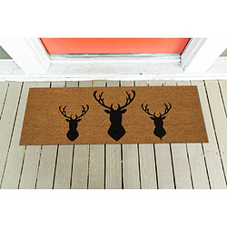 Aubry Gaspard Paillasson grande taille en coco 120 x 40 cm 3 cerfs.