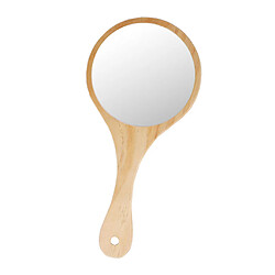 Miroir de vanité de main en bois portatif avec poignée pour le bois de voyage à la maison