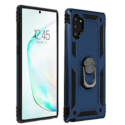 Avizar Coque Galaxy Note 10 Plus Bi matière Rigide Souple Bague Support Vidéo Bleu nuit