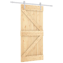 vidaXL Porte coulissante et kit de quincaillerie 90x210 cm pin massif