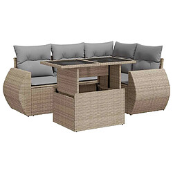 vidaXL Salon de jardin avec coussins 5 pcs beige résine tressée