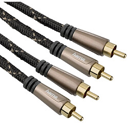 HAMA Câble audio, 2 RCA mâles - 2 RCA mâles, métallique, plaqué or, 1,5 m