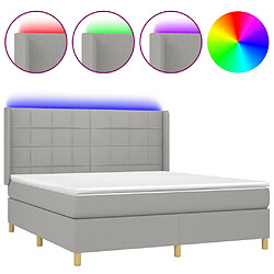 vidaXL Sommier à lattes de lit matelas LED Gris clair 180x200 cm Tissu