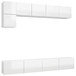 Maison Chic Ensemble de meubles TV 5 pcs | Banc TV Moderne pour salon | Meuble de Rangement - Blanc brillant Aggloméré -MN70110