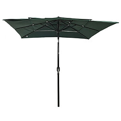 ComfortXL Parasol à 3 Niveaux Avec Mât En Aluminium Vert 2,5x2,5 M