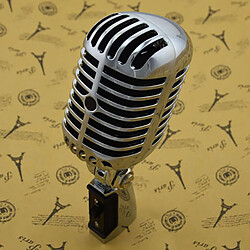 Microphone Vocal Dynamique Vintage Classique Pour Karaoké Sur Scène En Direct Argent