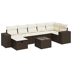 vidaXL Salon de jardin 8 pcs avec coussins marron résine tressée