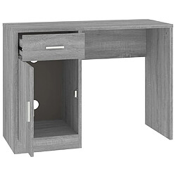 Helloshop26 Bureau table poste de travail meuble d'ordinateur informatique étude avec tiroir et armoire sonoma 100 x 40 x 73 cm gris 02_0023455