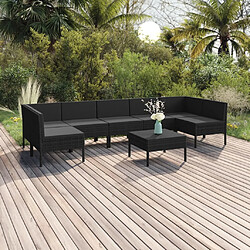 vidaXL Salon de jardin 8 pcs avec coussins résine tressée noir