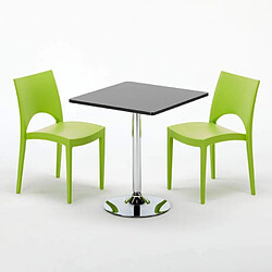 Avis Grand Soleil Table Noir et 2 Chaises Colorées Polypro