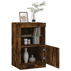 Maison Chic Commode Buffet - Meuble de rangement avec lumières LED chêne fumé 41x37x67 cm -GKD35170 pas cher