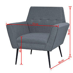 vidaXL Fauteuil gris clair acier et tissu pas cher