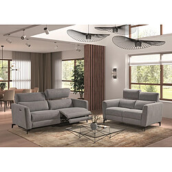 Pegane Canapé de 3 places (2 relax électriques) en tissu couleur Gris foncé - Longueur 200 x Profondeur 91 x Hauteur 90 cm pas cher