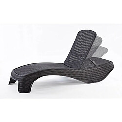 Bain de soleil Atlantic KETER Résine Effet Rotin Gris anthracite Chaise longue dossier 5 positions